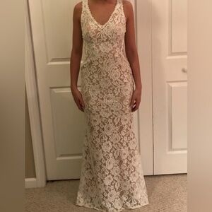 Xscape Lace Maxi Dress in Cream